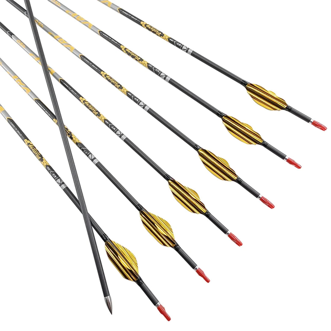 12pcs Carbon Arrows Spine 350-1000 Recurve Bow Hunting 1.8inch Spin Vanes Nock 80gr Points Shooting