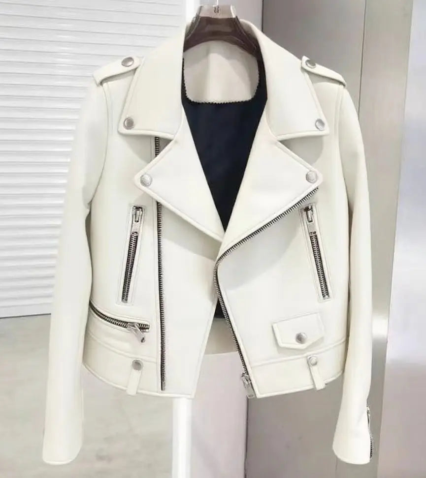 2026 Men's Lapel Oblique Zipper PU Locomotive Leather Jacket, Autumn, New Casual Versatile Slim Fit, Leather Jacket