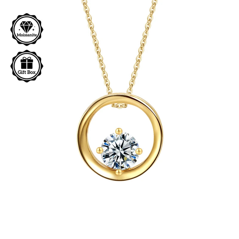 LAMVOICE  jewelry for women,0.5 carat moissanite necklace , Hypoallergenic necklace, golden plated, christmas gift,high quality