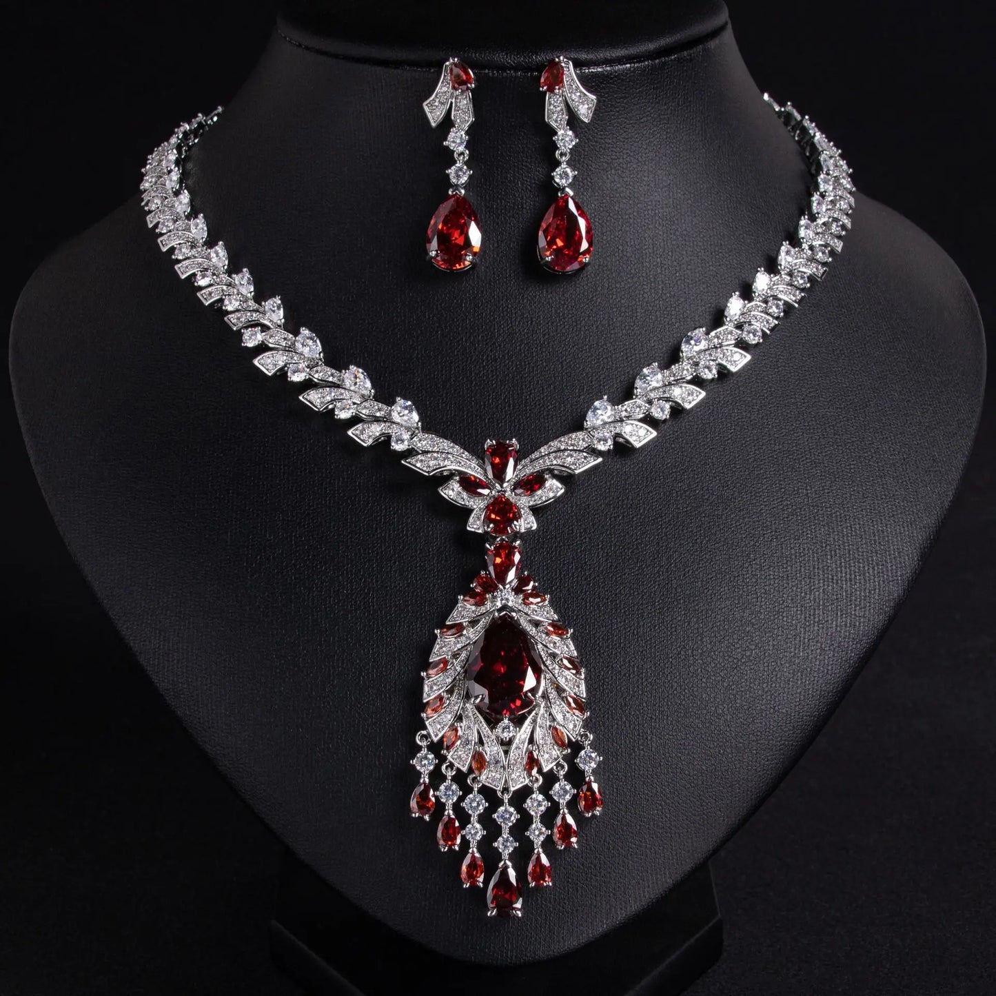 Temperamento Elegante Collana Orecchini Ciondolo Gioielli Estate Vestito Accessori Set Partito Matrimonio Sposa Regalo M-286