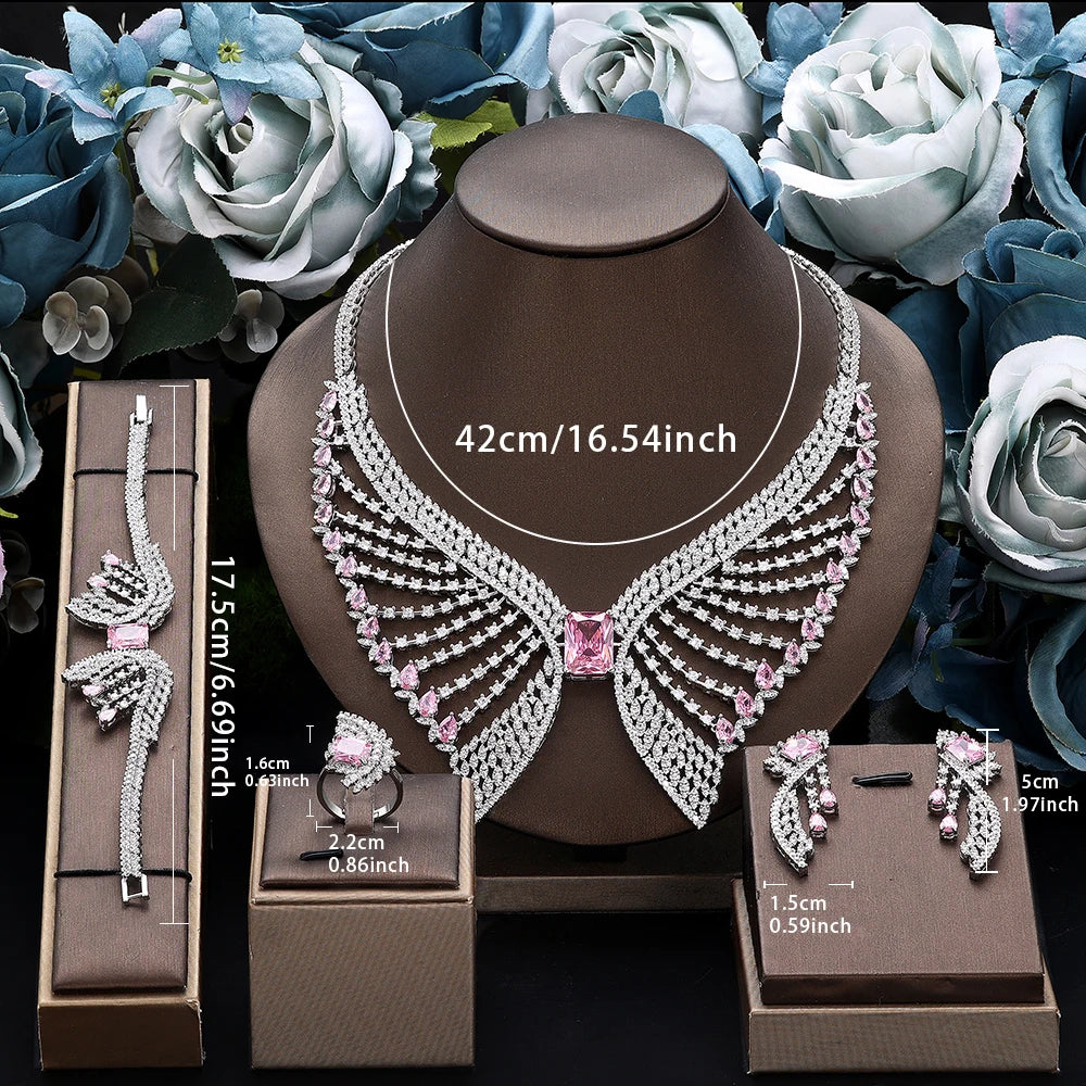 2025 New 4-piece Bridal Wedding Jewelry Set, Cubic Zirconia Women's Wedding Party Wedding Accessories Dubai, Saudi Arabia