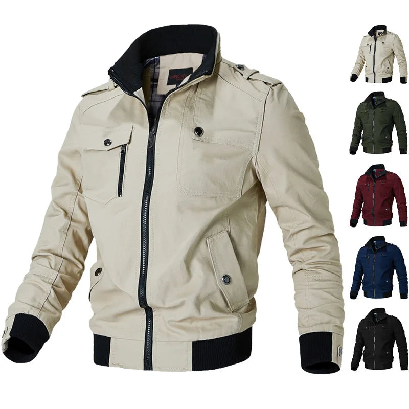 2023 Autumn Mens Bomber Jackets Casual Male Army Military Jackets Mens Cotton Slim Outwear Windbreaker Baseball Coats Clothing