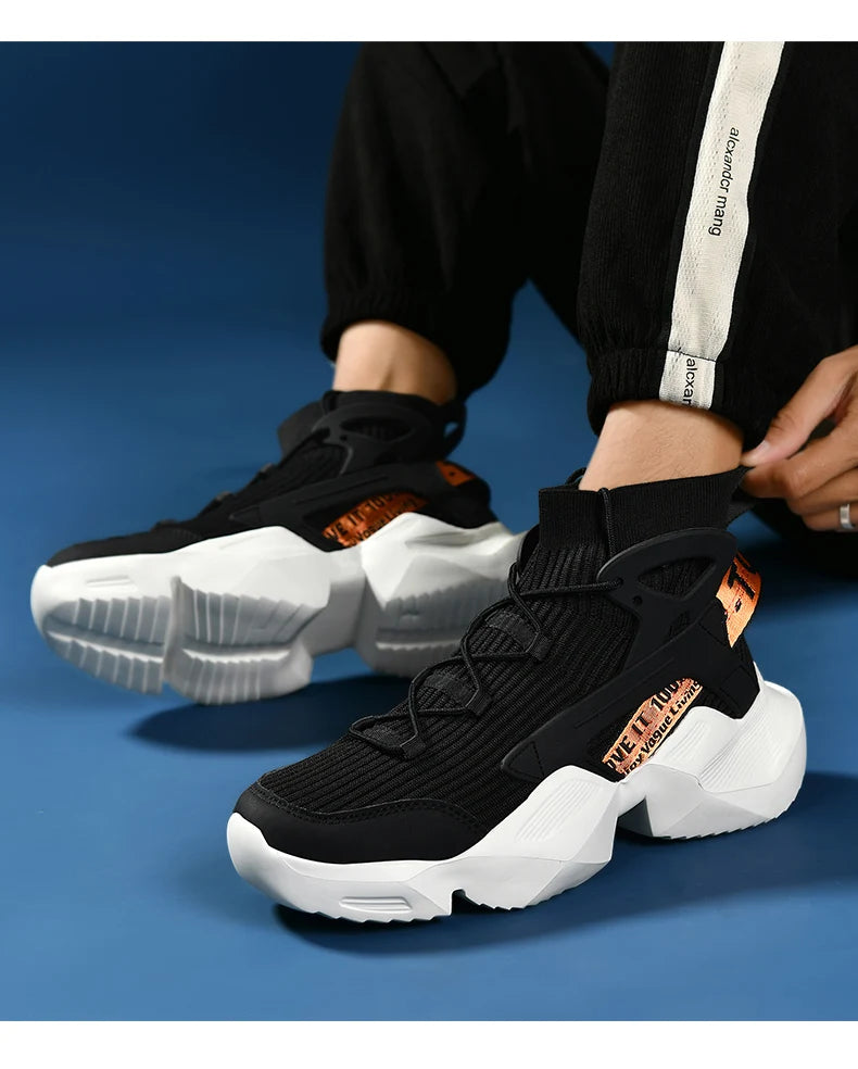 Running Shoes Casual High Top Men Sports Tenis Ankle Boots Breathable Lightweight Men Comfortable Athletic Nonskid Sock Sneakers