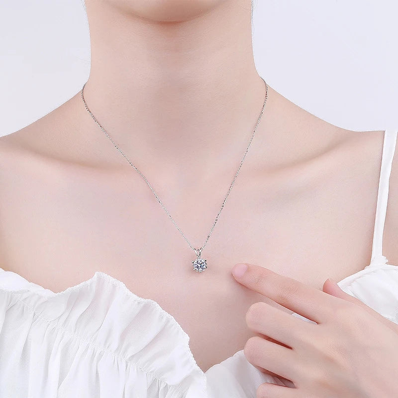 S925 Sterling Silver High Jewellery 100% Moissanite Pendant Necklace D Colour with GRA Certificate for Ladies' Wedding, Party