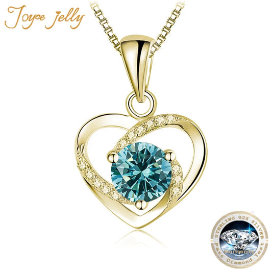 JoyceJelly 1CT Pass Tested Moissanite Heart Necklace for Women S925 Silver Gold Silver Color Diamond Pendant Birthday Party Gift