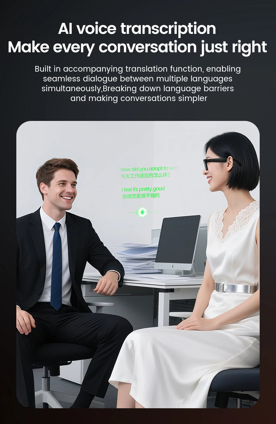 AI Smart Glasses 800W HD Camera 32 Million Interpolation Real-Time Translation AI Voice Assistant LED Flashlight  Music