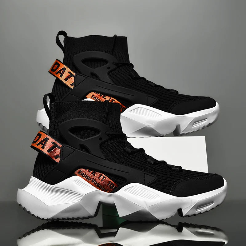 New High-top Men Sneakers Fashion Damping Tennis Shoes Breathable Men's Running Shoes Light  Men's Casual Sports Walking Shoes