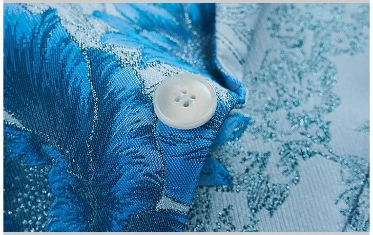 (Jacket + Trousers) Fashion Men Jacquard Suits, High Quality Male Business Social Groom Wedding Party Flower Dress Set