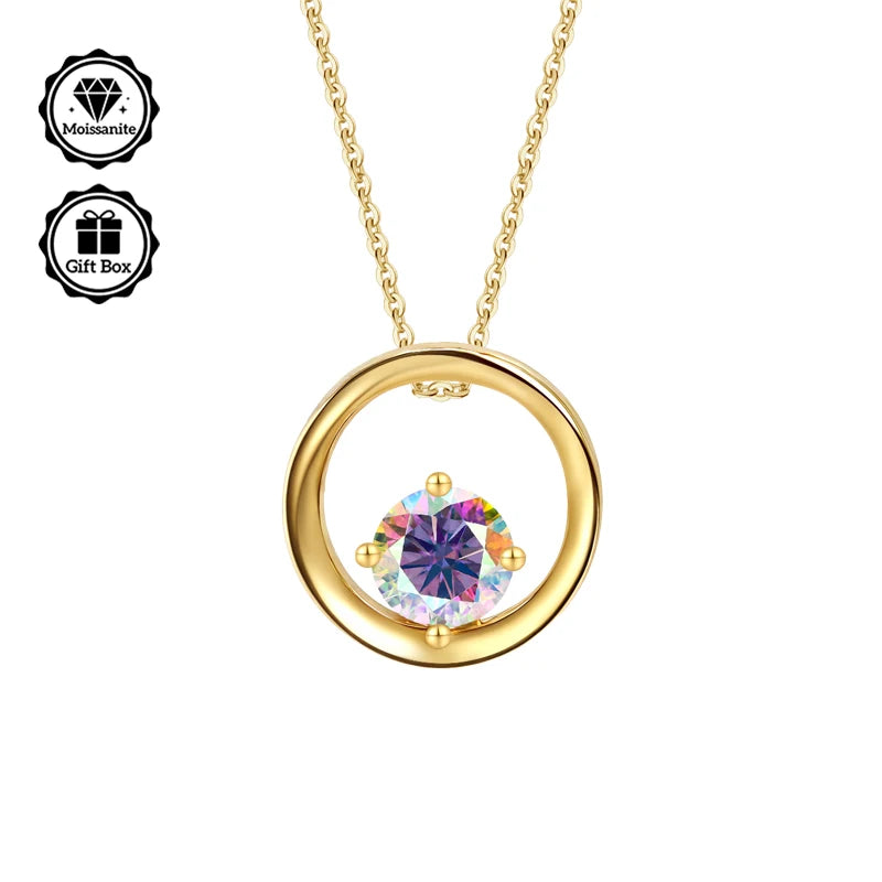 LAMVOICE  jewelry for women,0.5 carat moissanite necklace , Hypoallergenic necklace, golden plated, christmas gift,high quality