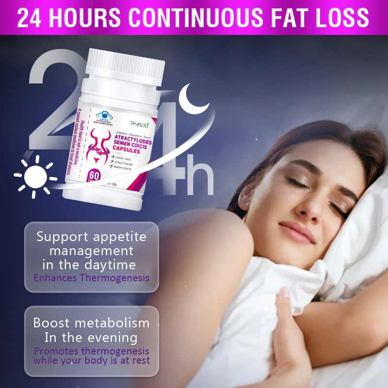 Natural Cassia Seed & Coix Seed Pills, Detox Slim, Metabolism Booster, Burn Fat, 100% Herbal, Vegan & NO SIDE EFFECT Weight Loss