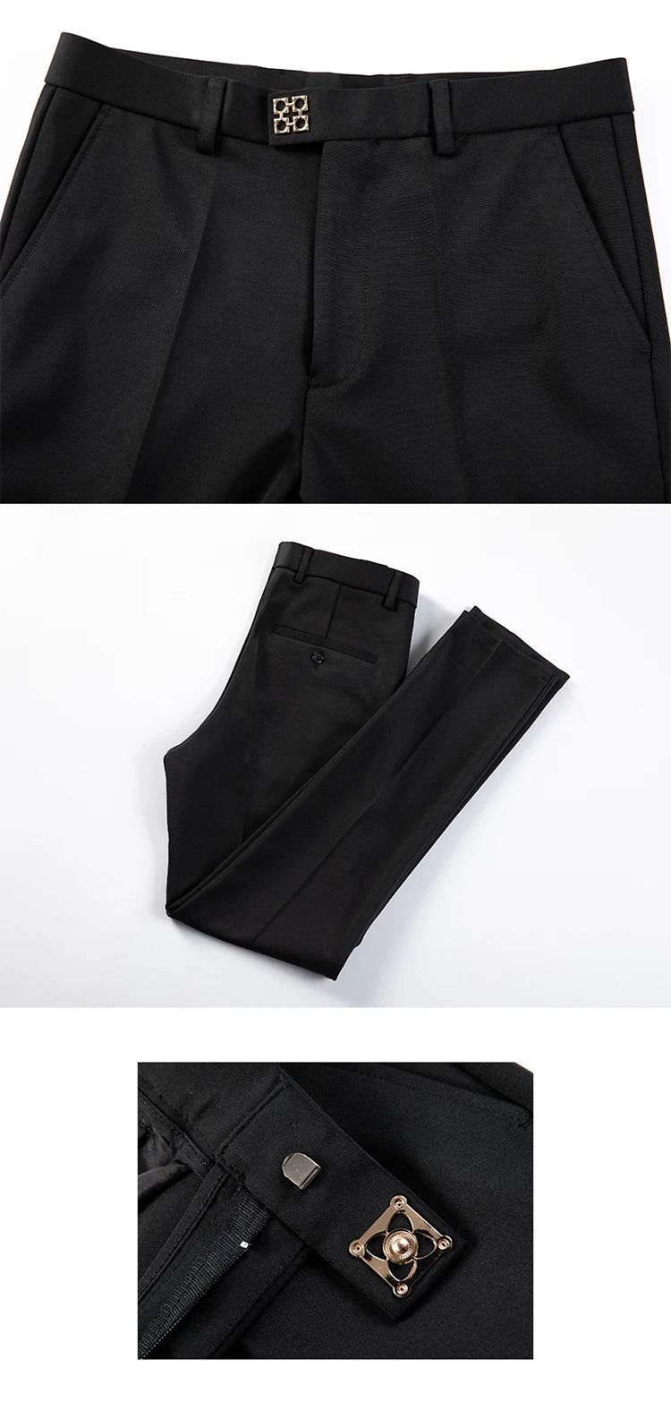 Men Suit Pants Dress Pantalone Hombre Stretch Slim Formal Trousers Calça Masculina Solid Color Casual Pants Fashion Men Clothing