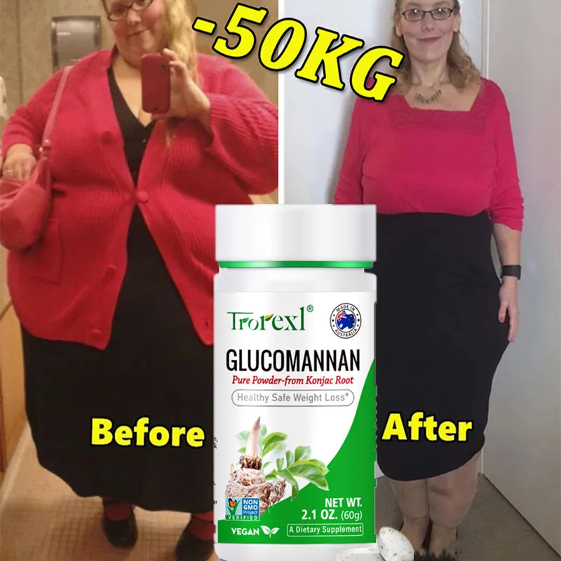 100 tablets, Trorexl Supplements, Glucomannan (Amorphophallus konjac) Pure Powder, Supports Healthy Weight Loss