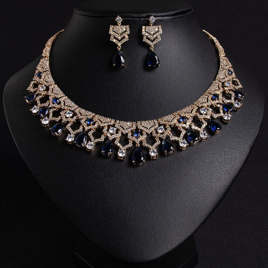 Exquisite Appeal Women High Jewelry Set 2 Piece Necklace Earrings Dress Accessories for Festive Wedding Prom Host Gift M-280