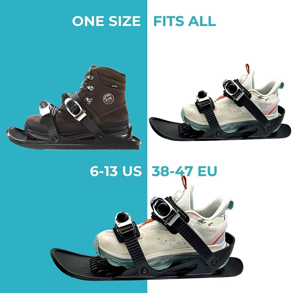 Adult Mini Ski Skates Snow Short Adjustable Bindings Portable Skiing Shoes Skiboard Snowblades for Winter Sports