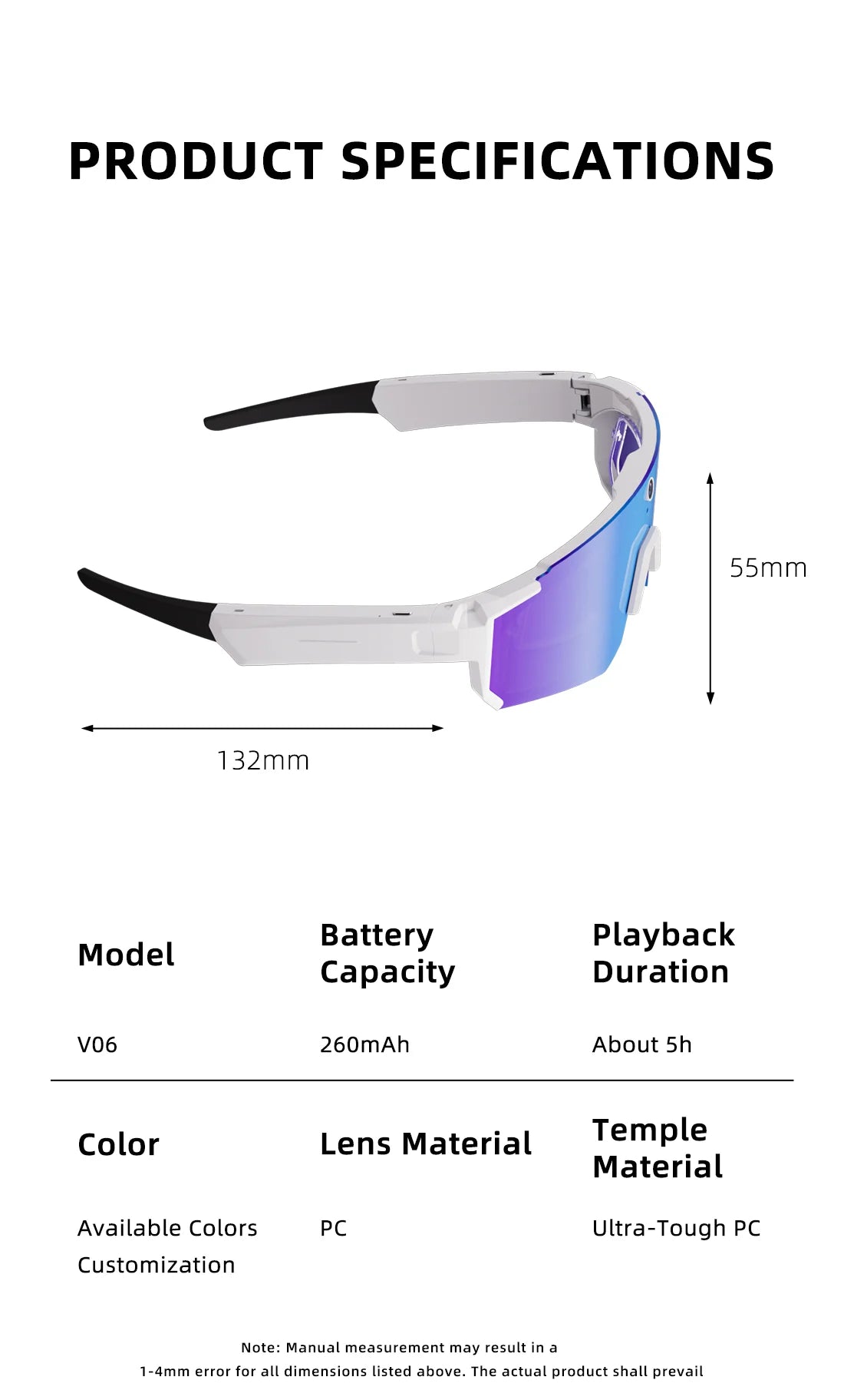 New Outdoor Sport 4K Anti-shake Camera Smart Glasses Men 1200P Video Recording Take Photo Waterproof Sandproof Sunglasses Women