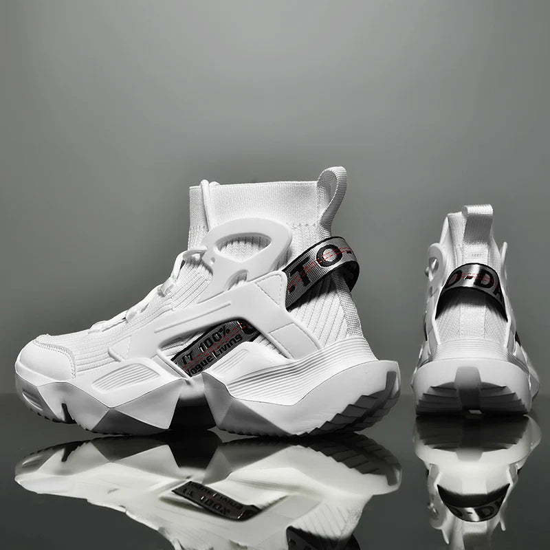 New High-top Men Sneakers Fashion Damping Tennis Shoes Breathable Men's Running Shoes Light  Men's Casual Sports Walking Shoes