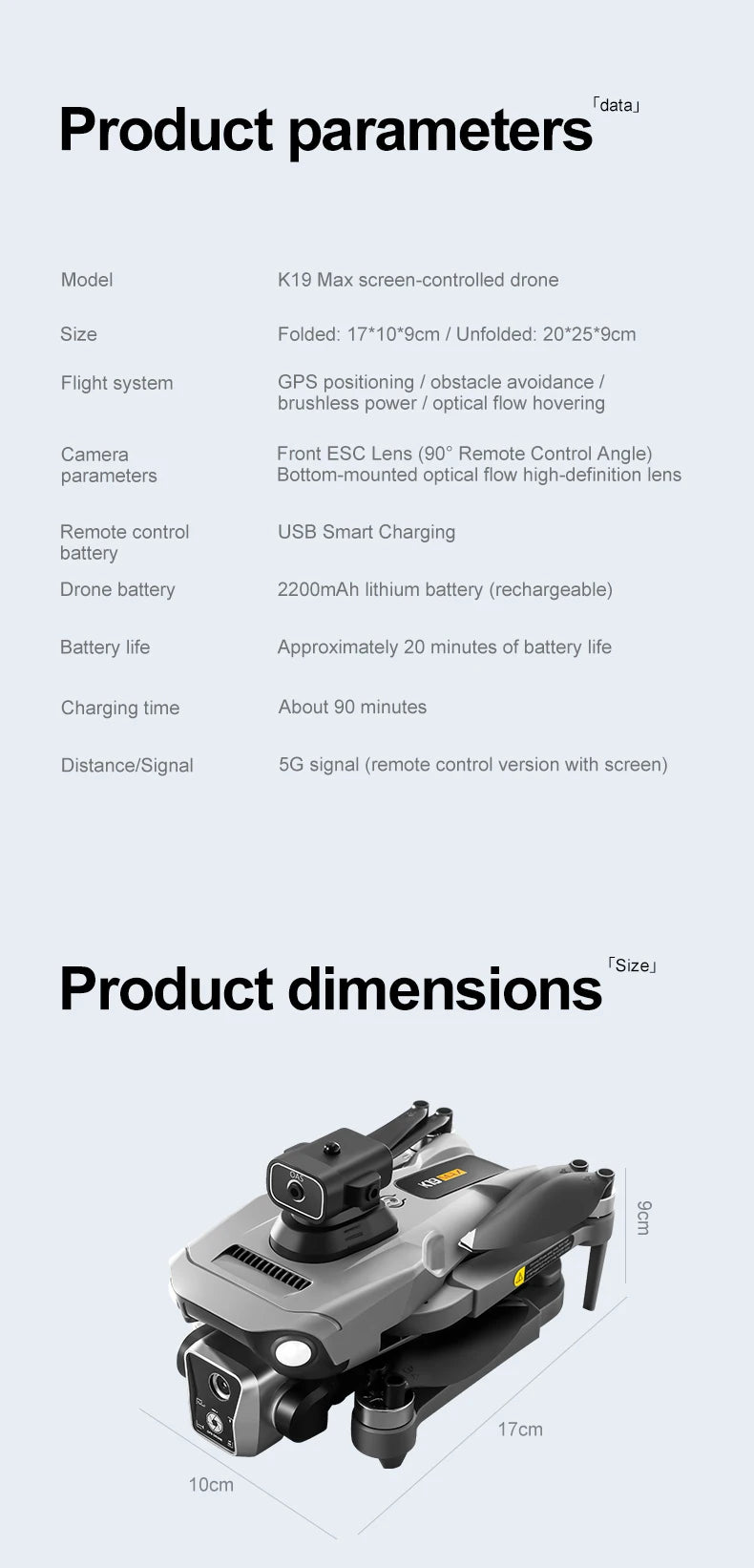 K19 Max GPS Drone 8K Professional HD Dual Camera 360° Obstacle Avoidance Brushless 5G WIFI FPV RC Airdrop Quadcopter Toys