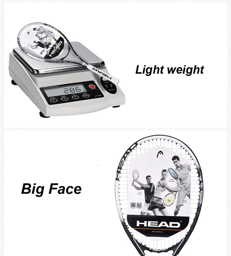 Original Head Tennis Racket Black Professional Tennis Racquet Carbon Tenis Padel With Bag Overgrip Dampener Raquete De Tenis 414