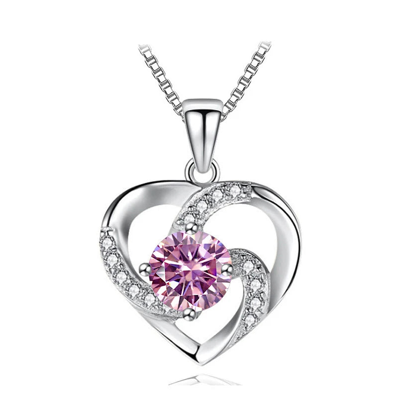 JoyceJelly 1CT Pass Tested Moissanite Heart Necklace for Women S925 Silver Gold Silver Color Diamond Pendant Birthday Party Gift