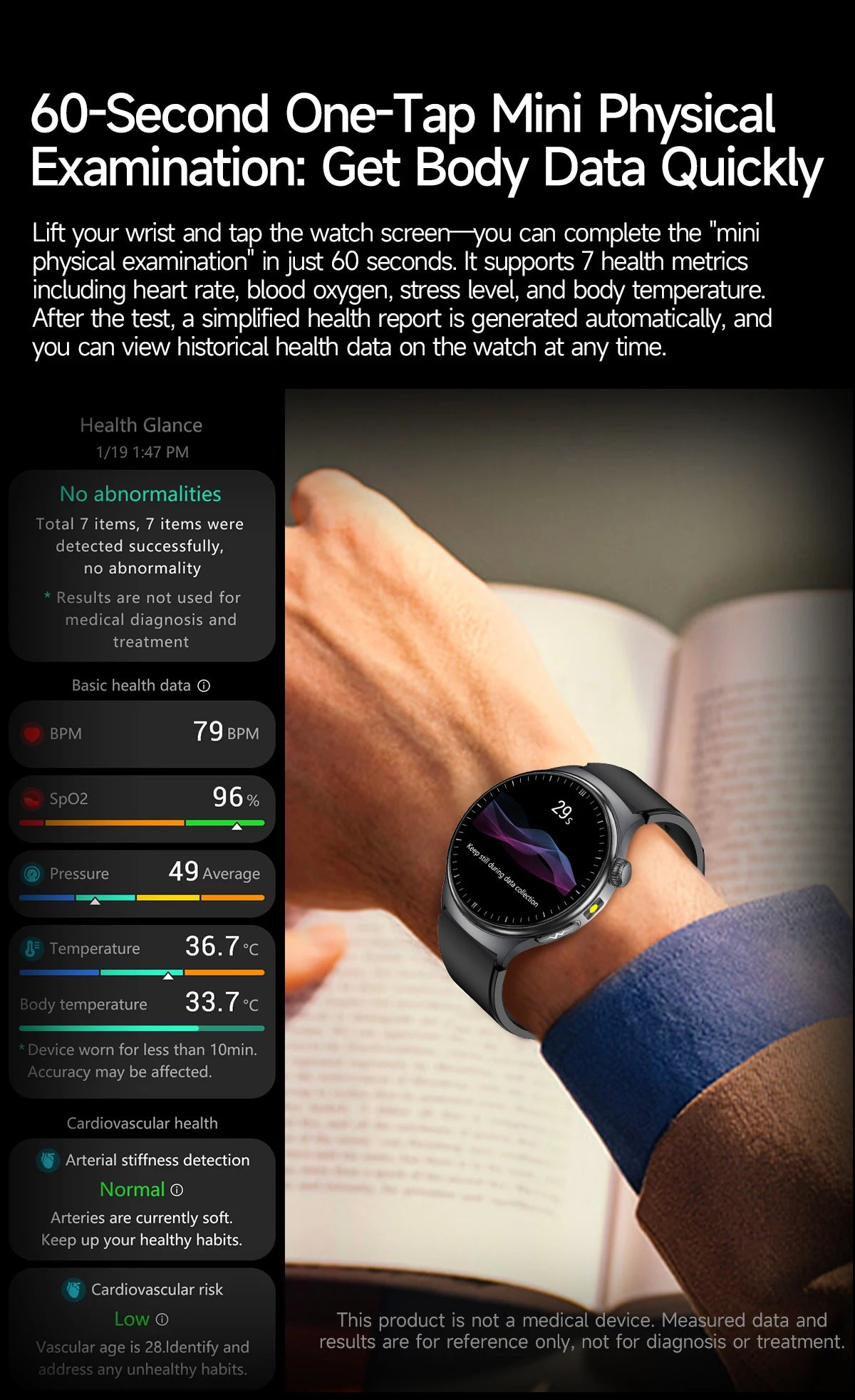 Nursing Grade Health Smartwatches For Men Women Precision Detection Heart Rate Blood Fats Uric Acid Blood Pressure ECG Smart Wat