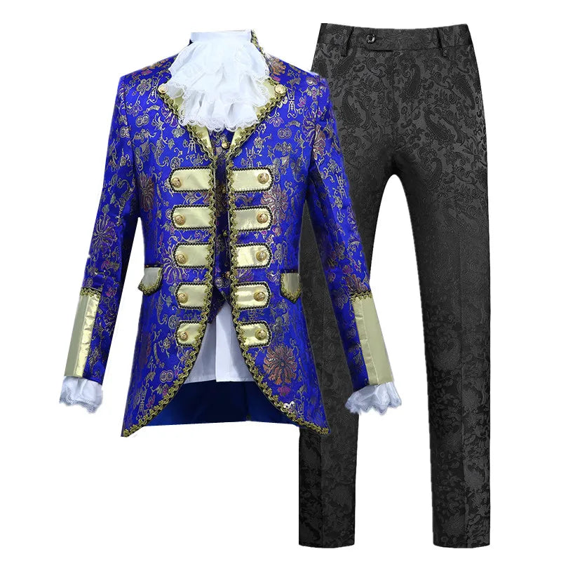Palace Performance Dress Men Luxurious Jacquard Suits 2025 New Fashion Singer Pianist Stage Blazer Jacket and Pants with Vest