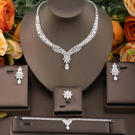 1 Set of Luxurious and Elegant Jewelry Set with Sparkling Cubic Zirconia Sunflower Teardrop Pendant, Suitable for Women to Wear at Parties and Banquets. Gift Box Not Included