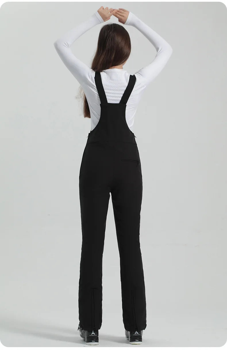 2024 Gsou Snow Winter Ski Pant Women Snowboard Strap Trouser High Waist Elastic Windproof Waterproof Thicken Thermal for Outdoor