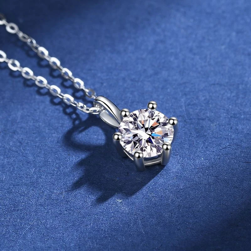 Silver 925 4 prong Moissanite Pendant Necklace For Women Trendy Design D Color VVS Pass Diamond Test Jewelry with box GRA