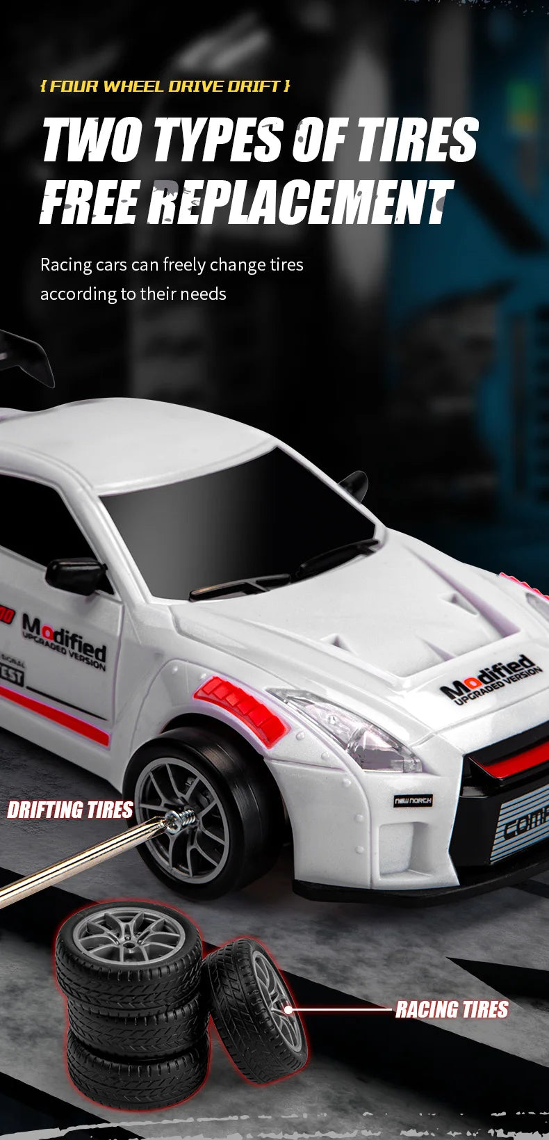 New 4WD Remote Control Drift Car Full Size 1:24 Mini Remote Control Racing Car Model 2.4G Radio High Speed RC Car Boy Toy Gift