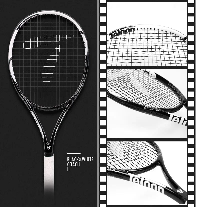 TELOON Genuine Carbon Tennis Racket Beginner College Student Men's and Women's Single with Wire Rebound Tennis Trainer Set