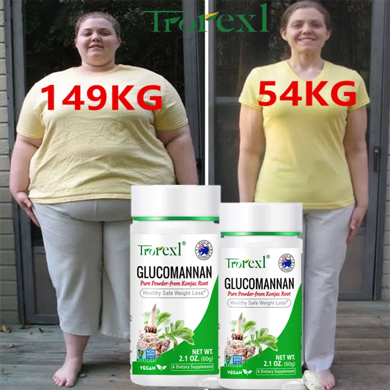100 tablets, Trorexl Supplements, Glucomannan (Amorphophallus konjac) Pure Powder, Supports Healthy Weight Loss