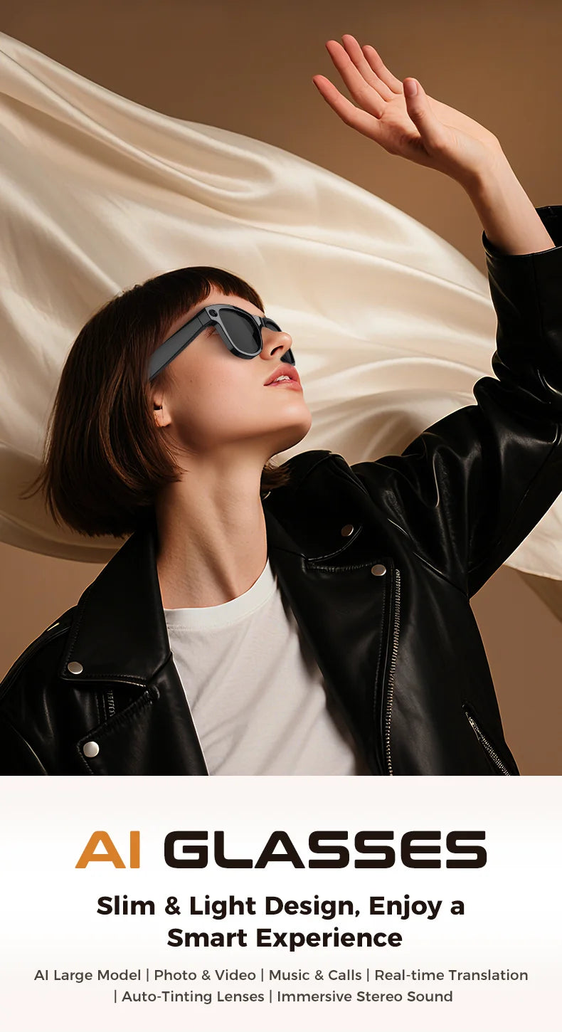 2025 New Travel Study Smart Glasses Men 800W HD Pixel Camera Video Recording WIFI Transmission Adjustable Prescription Glasses