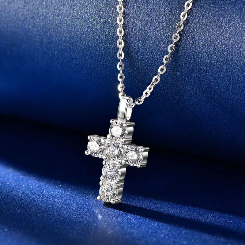 Ehhai GRA Certified 3.5mm Round Moissanite Cross Pendant Necklace for Women Real S925 Sterling Silver Wedding Fine Jewelry Gifts