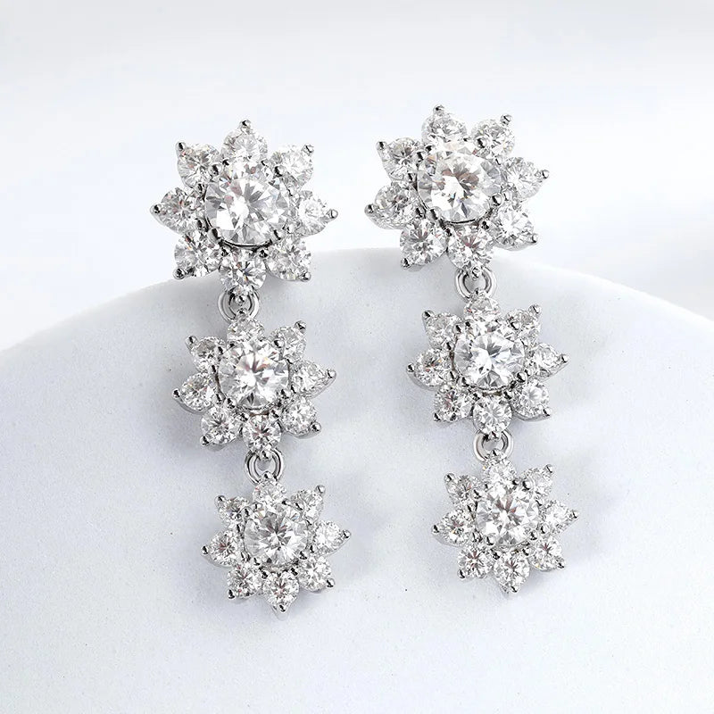 NKHOG Full Moissanite Jewelry Set 925 Sterling Silver Sunflower Necklace Bracelet Earring Sets For Women Fine Jewelry GRA Tested