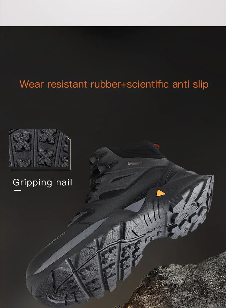 HUMTTO Waterproof Womens Hiking Shoes Luxury Designer Boots for Women Outdoor Climbing Trekking Sneakers New Leather Ankle Boots