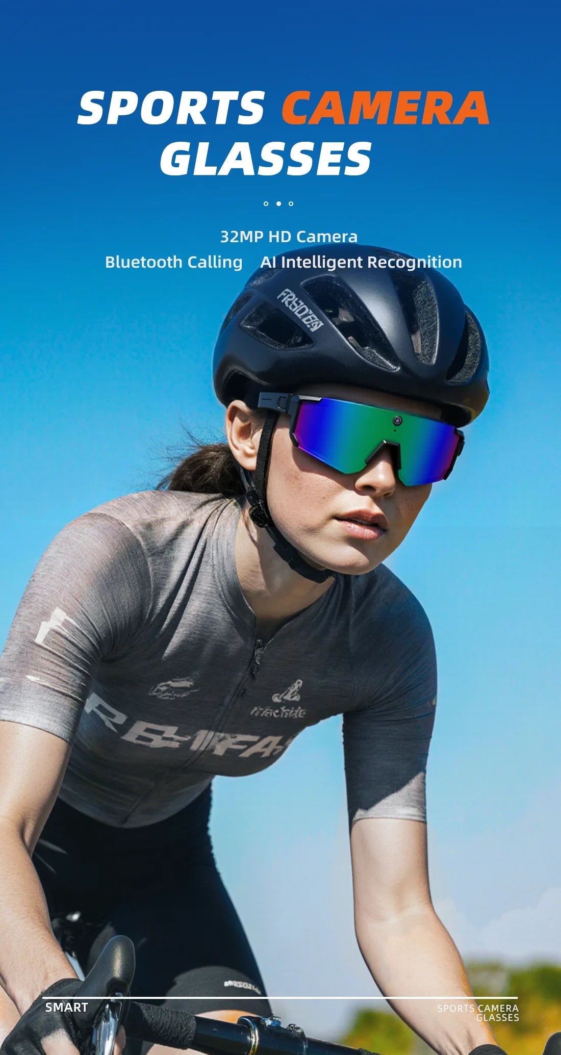 New Outdoor Sport 4K Anti-shake Camera Smart Glasses Men 1200P Video Recording Take Photo Waterproof Sandproof Sunglasses Women