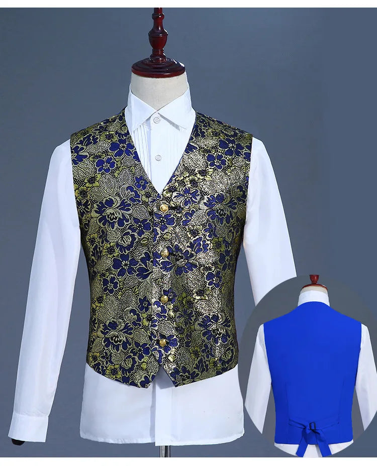 Palace Performance Dress Men Luxurious Jacquard Suits 2025 New Fashion Singer Pianist Stage Blazer Jacket and Pants with Vest