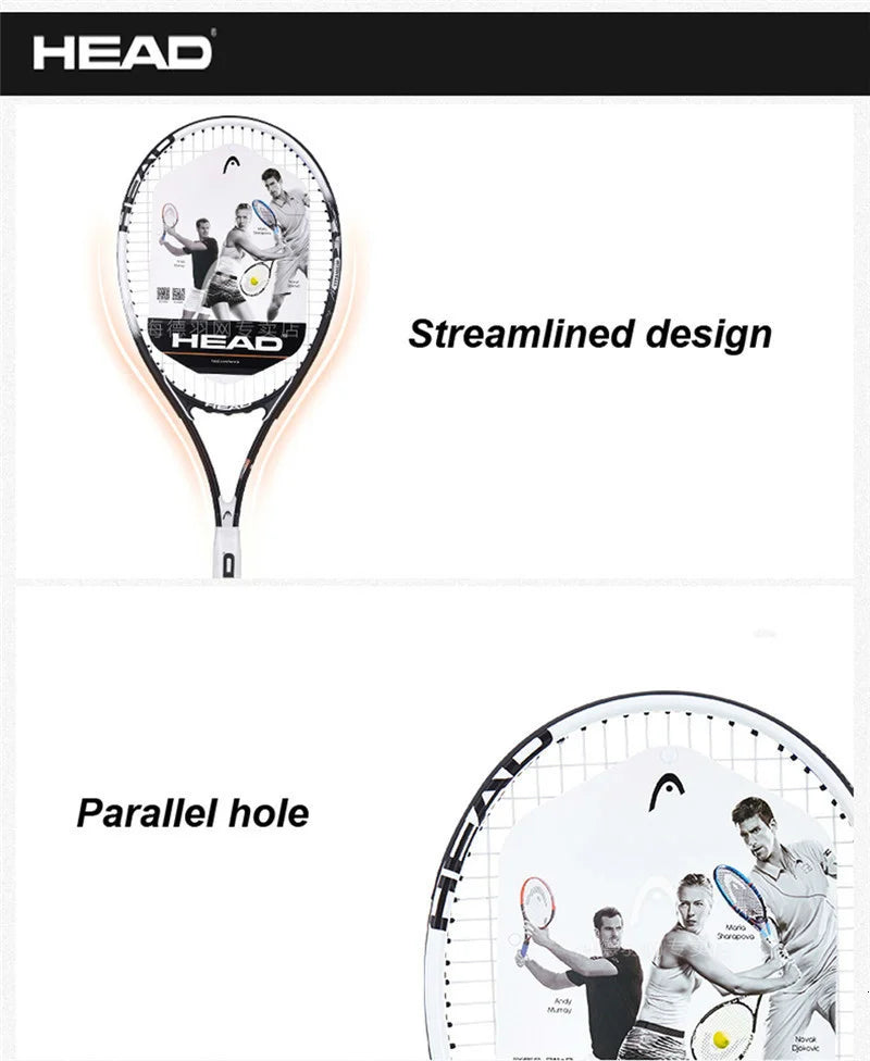 Original Head Tennis Racket Black Professional Tennis Racquet Carbon Tenis Padel With Bag Overgrip Dampener Raquete De Tenis 414