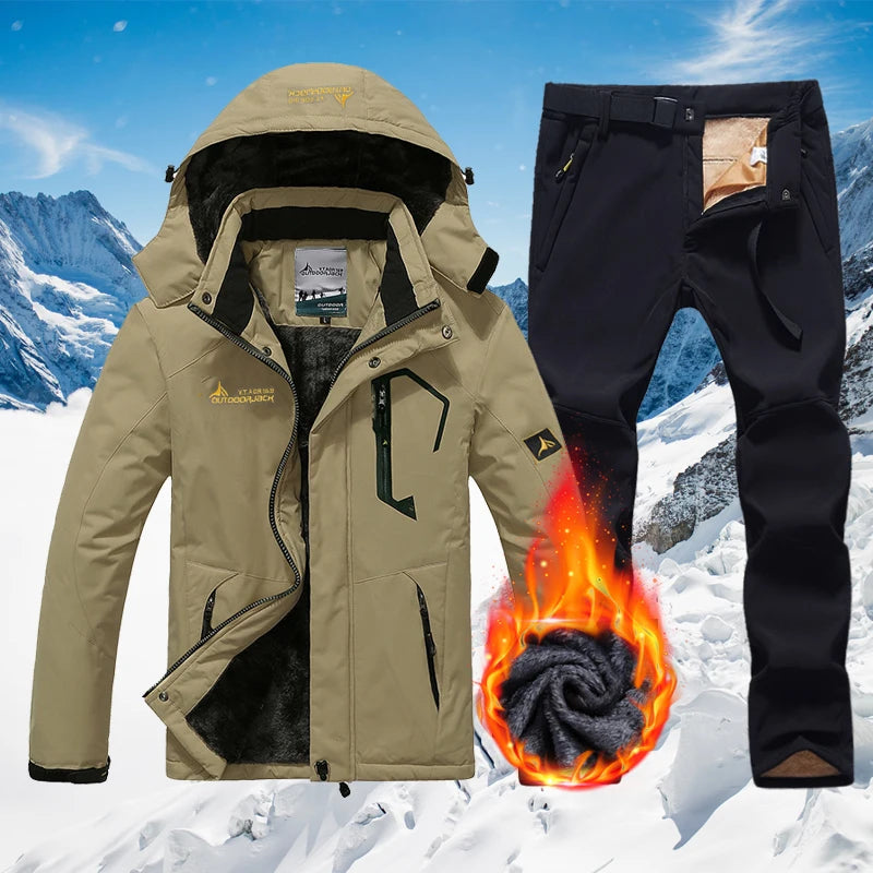 Winter Ski Suit Men Snowboard Fleece Jacket Pants Thicken Warm Waterproof Windproof Skiing And Snowboarding Sets Snow Suits Male