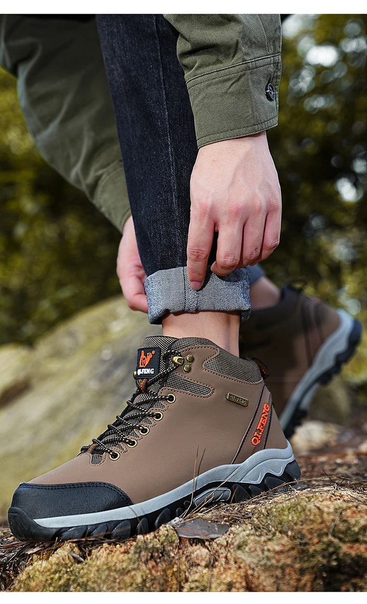 Men Winter Snow Boots Waterproof Leather Sneakers Super Warm Men's Boots Outdoor Male Hiking Boots Work Shoes Zapatillas Hombre