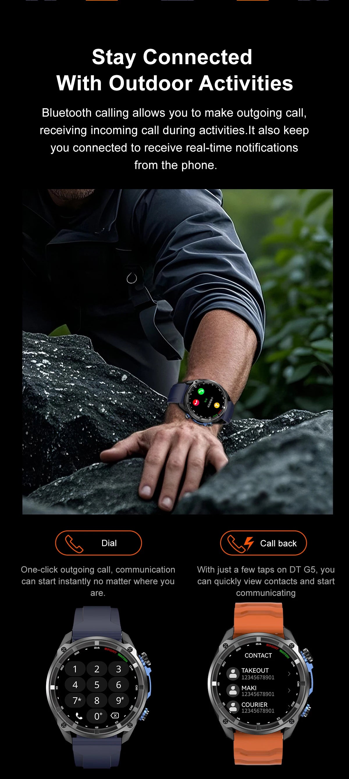 New Built in Real GPS HD Smart Watch Men Outdoor Altimeter 1000mAh Battery 4GB Memory 10ATM Waterproof Bluetooth Call Smartwatch