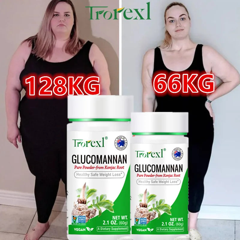 100 tablets, Trorexl Supplements, Glucomannan (Amorphophallus konjac) Pure Powder, Supports Healthy Weight Loss
