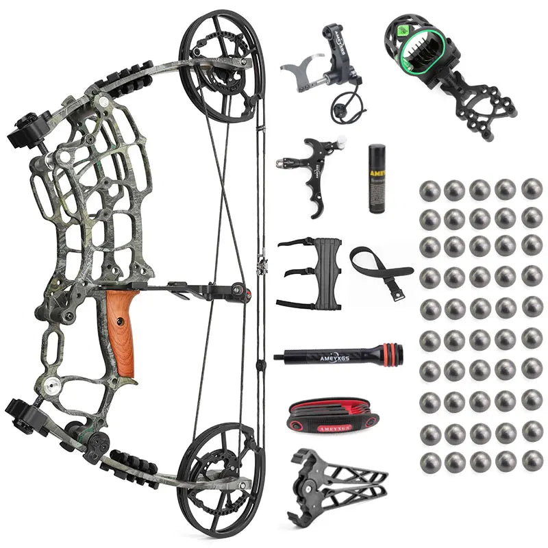 30-60lbs Compound Bow Shooting Steel Ball 420fps Dual Purpose Bow Archery Arrow 80% Let off for Right Hand Car Hunting Bow