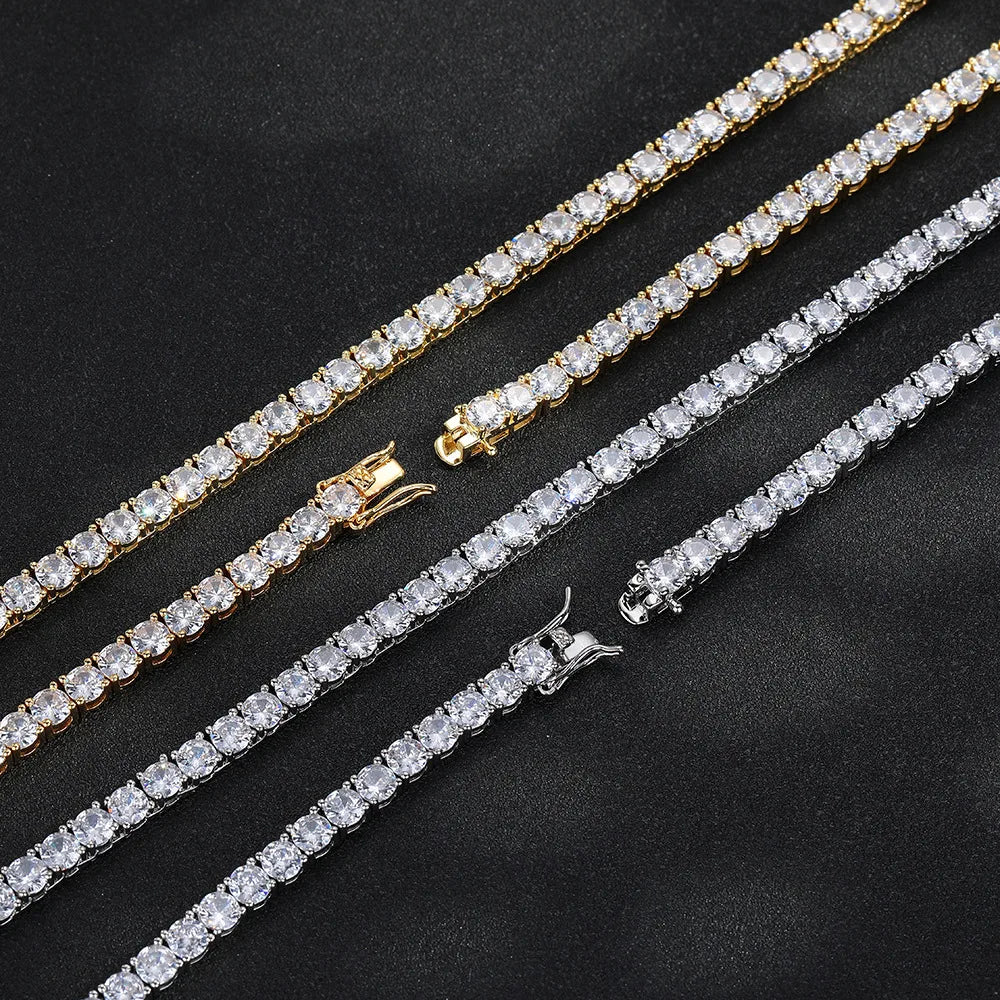 Nice Certified Moissanite Tennis Necklace 3/4/5/6mm Solid 925 Sterling Silver Diamond Tennis Necklaces for Women Man