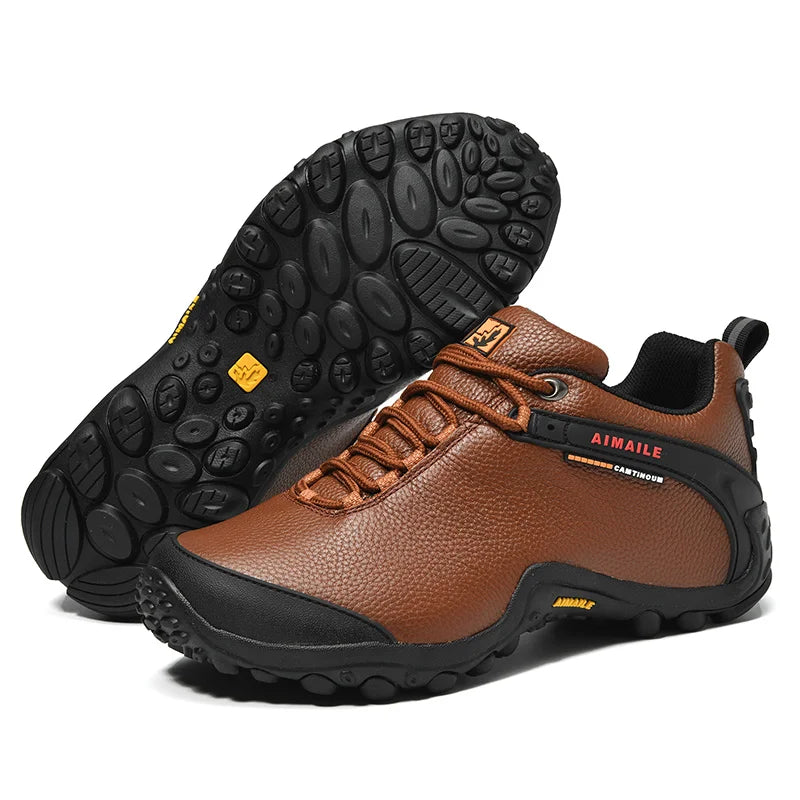 Cow Leather Winter Men Hiking Boots For Women Outdoor Waterproof Treeking Snow Shoes Climbing Mountain Hunting Walking Sneakers