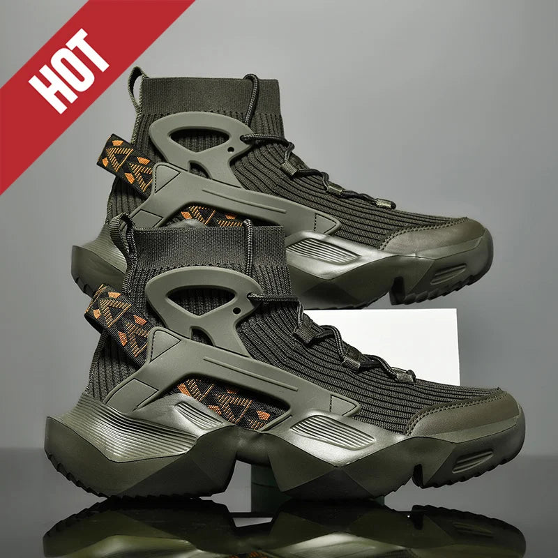 Running Shoes Casual High Top Men Sports Tenis Ankle Boots Breathable Lightweight Men Comfortable Athletic Nonskid Sock Sneakers