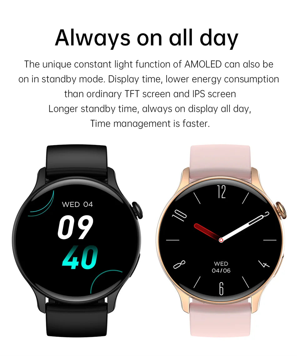 2025 NFC Smart Watch Amoled HD GPS Track Sports Heart Rate Bluetooth Call Waterproof Ladies Women Smartwatch For Women's Gift