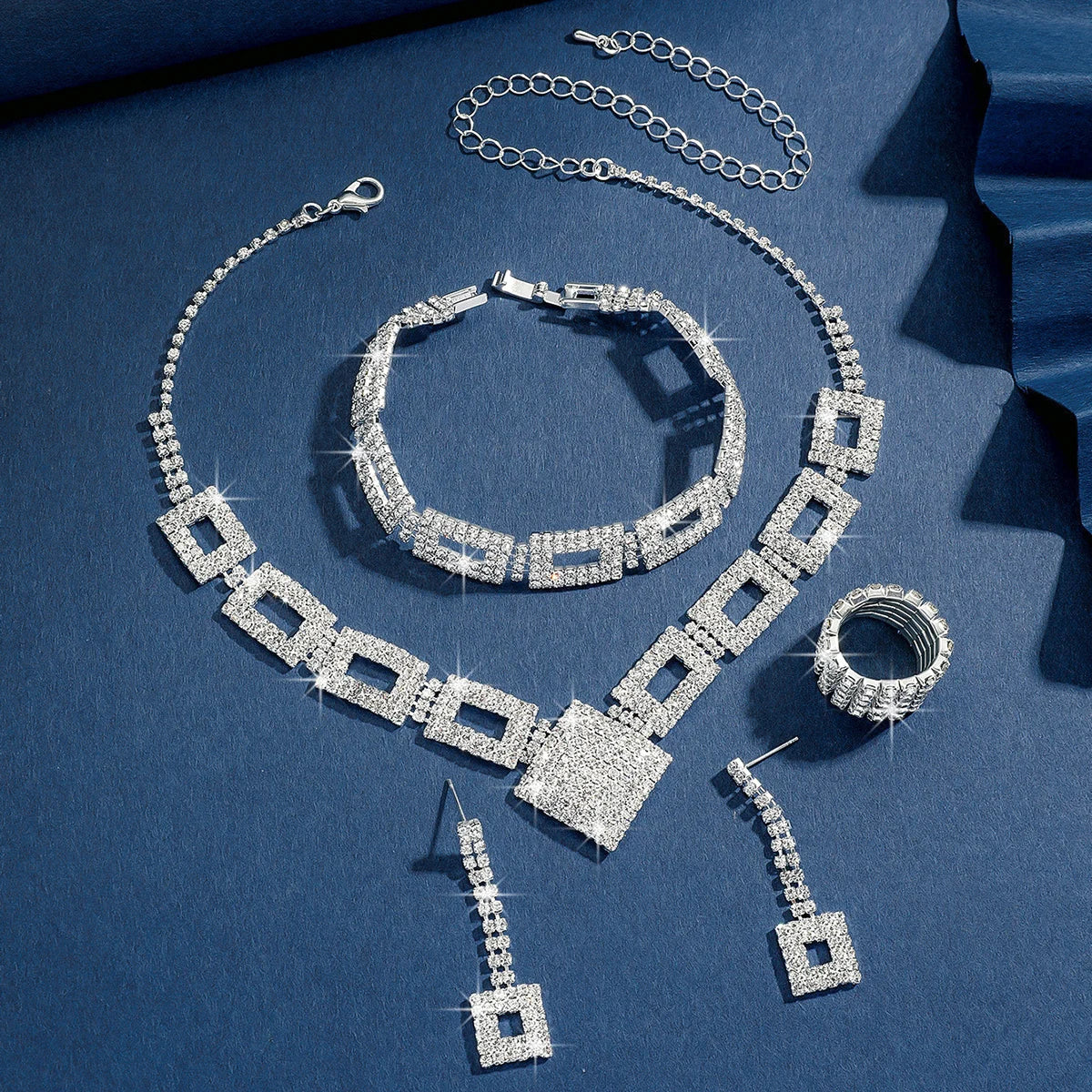 Women's Design Geometric Necklace Earrings Bracelet Ring Jewelry Set Wedding Banquet Party Holiday Gift