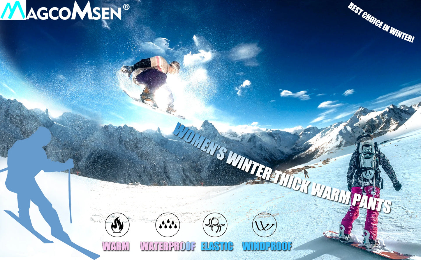 MAGCOMSEN Women's Softshell Pants Fleece Lined Winter Hiking  Ladies Pants Snow Ski Trousers Waterproof Ripstop Warm Cargo Pants