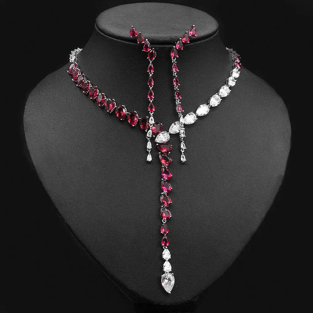 High Quality 2pcs Tassel Necklace and Earring 2 PCS Set Fashion European Bride Wedding Jewelry Set  Accessories